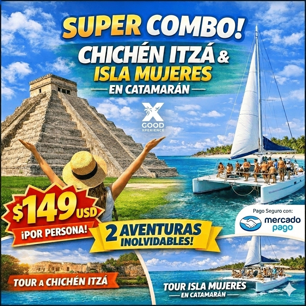 super combo: chichén itzá + isla mujeres en catamarán.